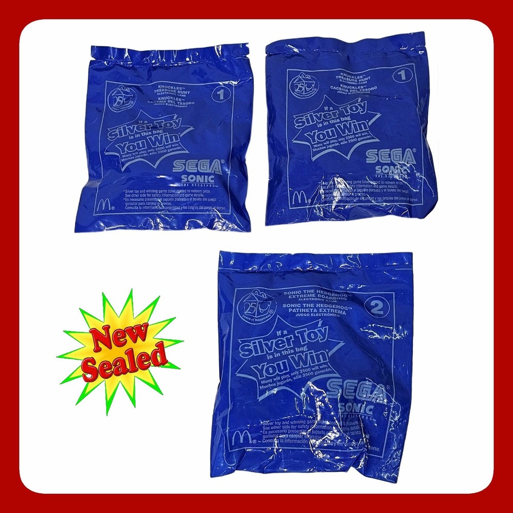 Lot 3 McDonald's Sonic The Hedgehog Sega 2004 Sealed Happy Meal LCD Toys Silver